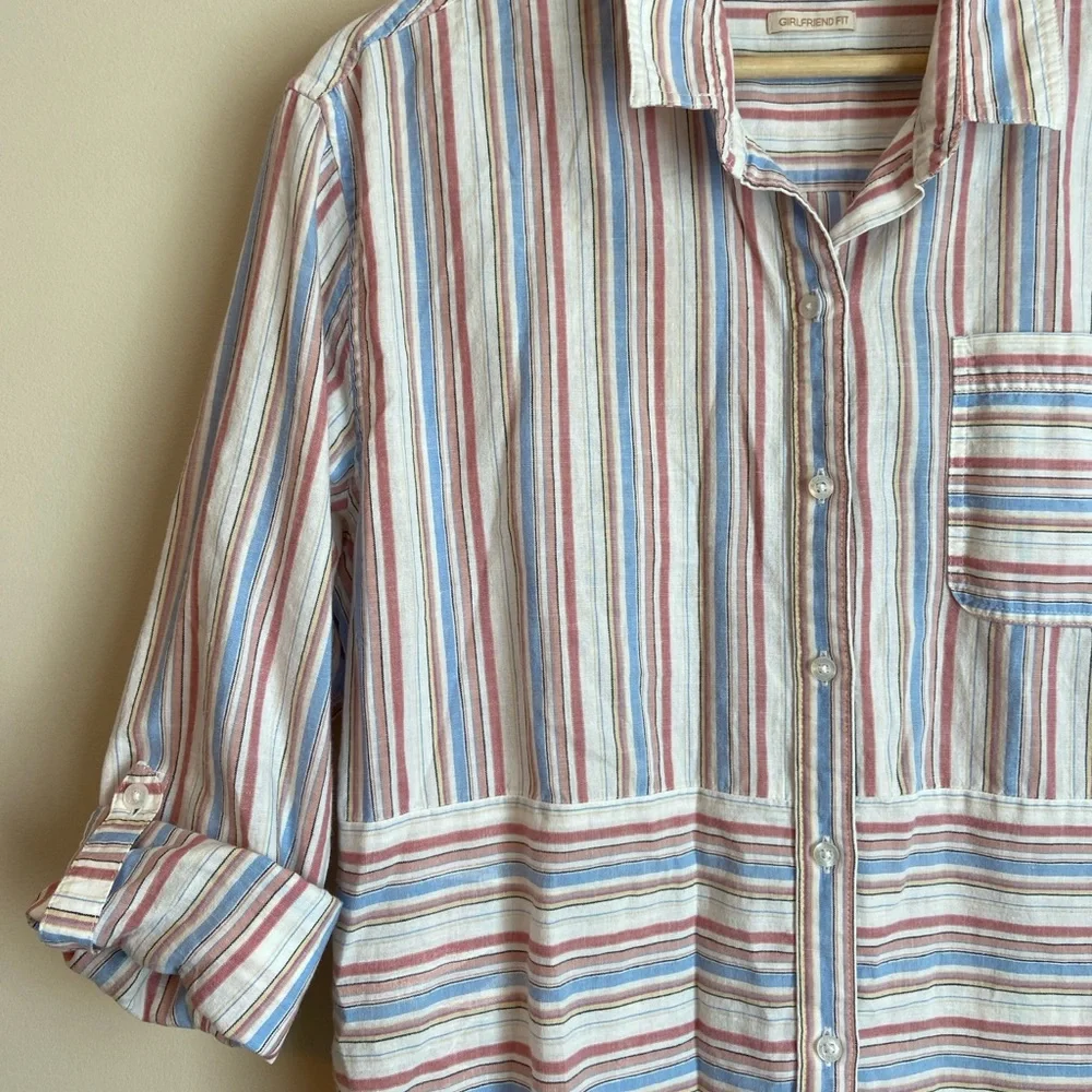 Barbour Striped Linen Cotton Button-Down Shirt - Picture 2 of 5